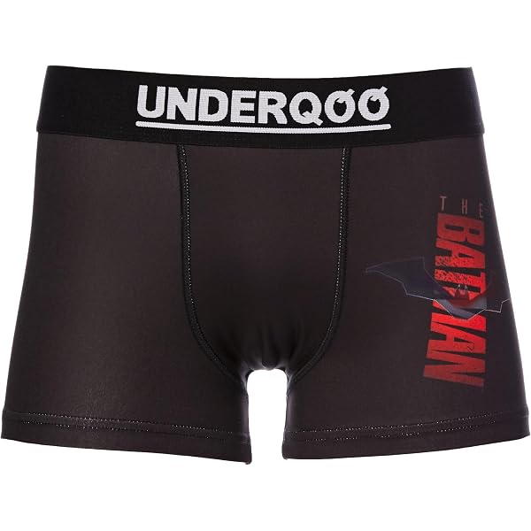 Under-Doo Men's Boxer Shorts, The Batman, 3 Panels, Black, Medium